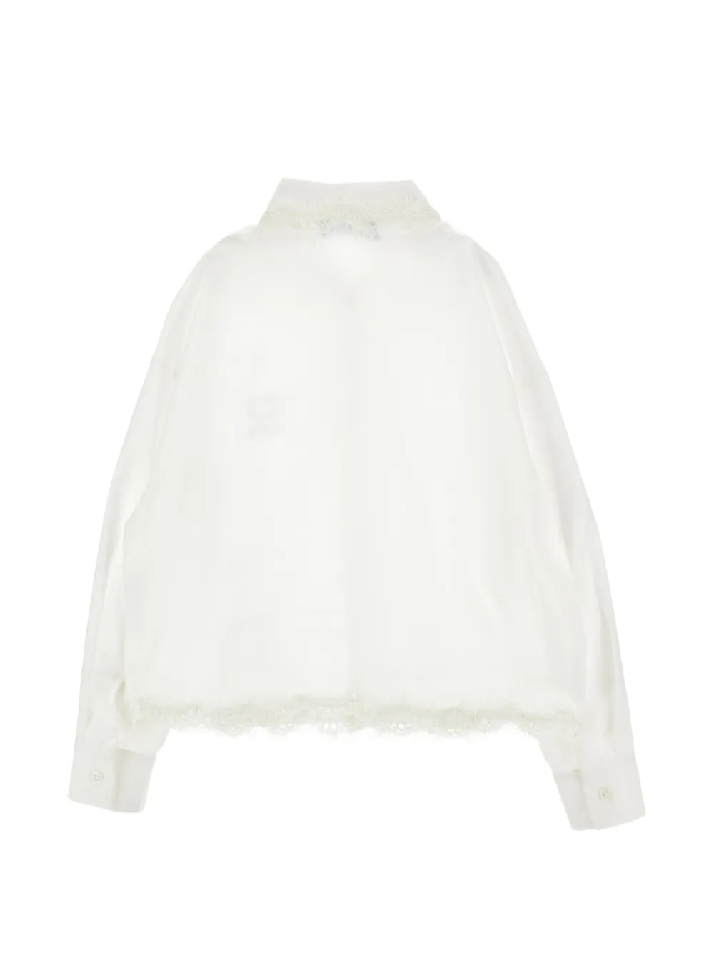 Ermanno Scervino Junior Blouse met afwerking van kant verfraaid met kristallen Wit
