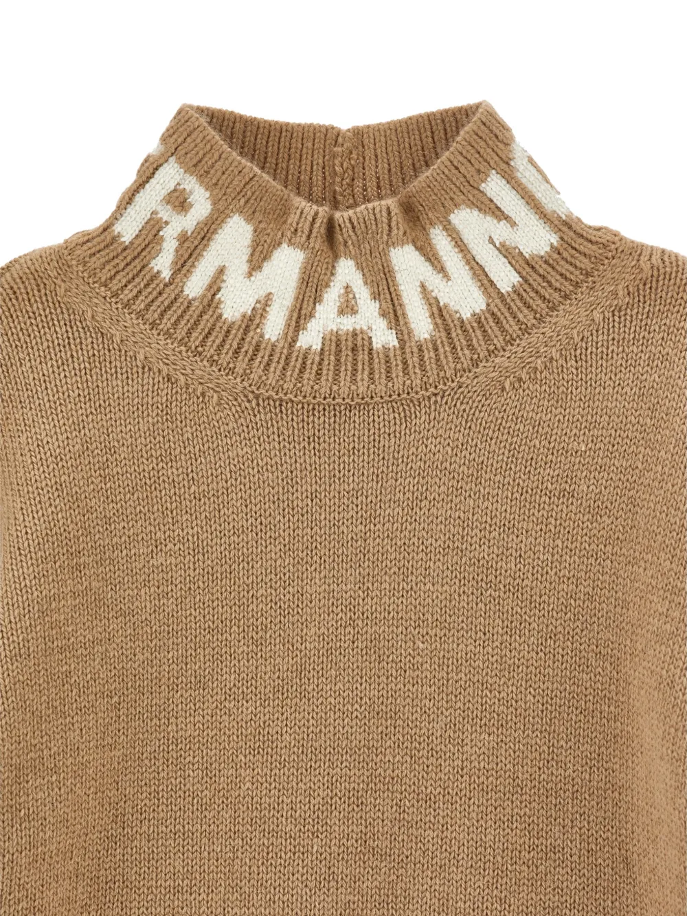 Ermanno Scervino Junior Trui met hoge hals en logo intarsia Beige