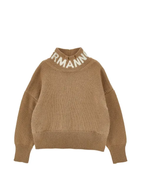 Ermanno Scervino Junior logo-intarsia high-neck sweater