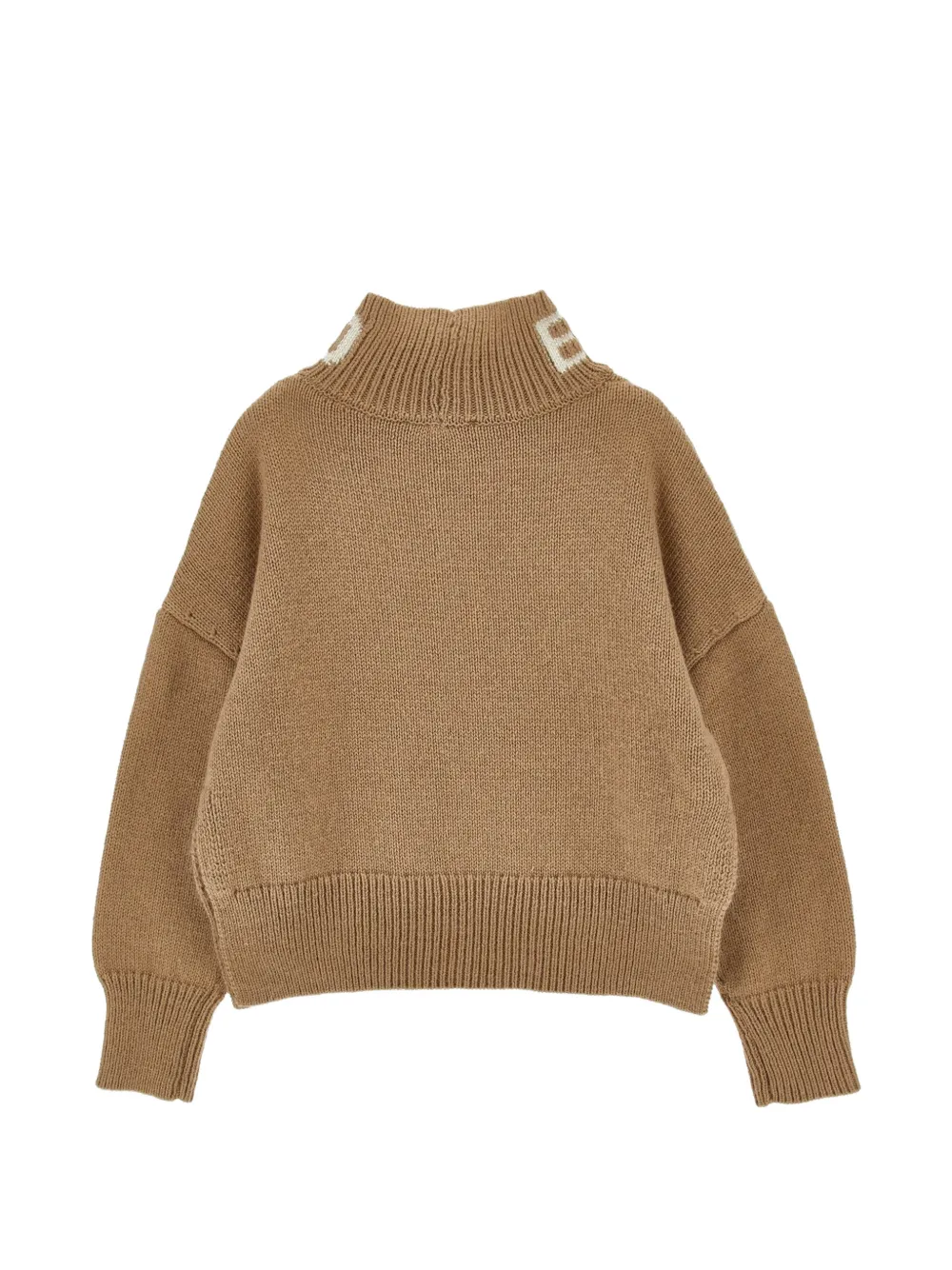 Ermanno Scervino Junior Trui met hoge hals en logo intarsia Beige
