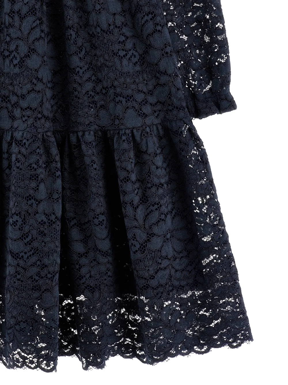 Ermanno Scervino Junior Gelaagde jurk met bloemenkant Blauw