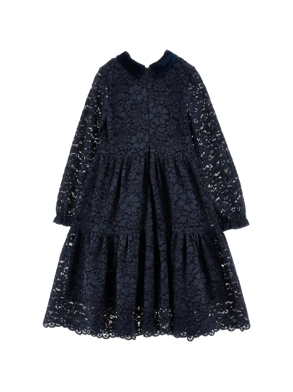 Ermanno Scervino Junior Gelaagde jurk met bloemenkant Blauw