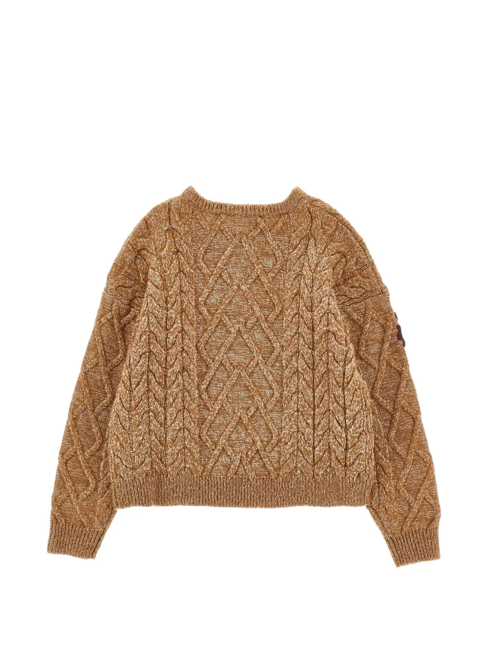 Ermanno Scervino Junior Kabelgebreide trui met geborduurde bloemen Beige