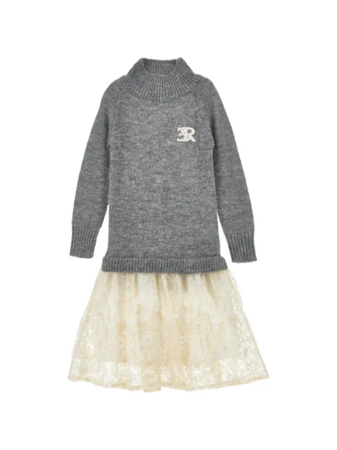 Ermanno Scervino Junior lace-panelled knitted dress
