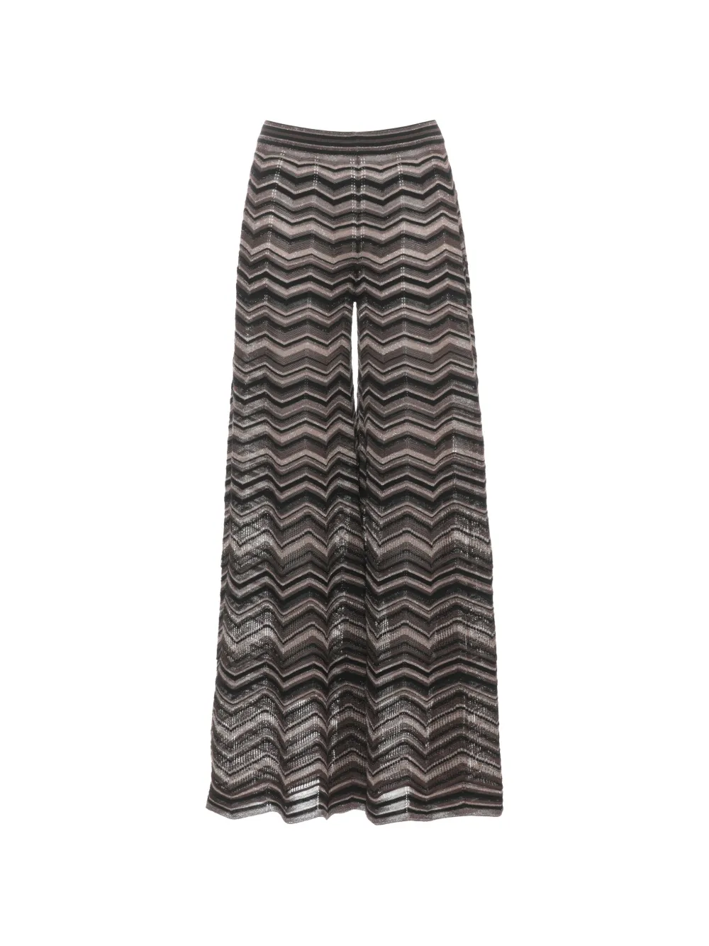 D.Exterior zigzag-knit metallic palazzo pants · XS