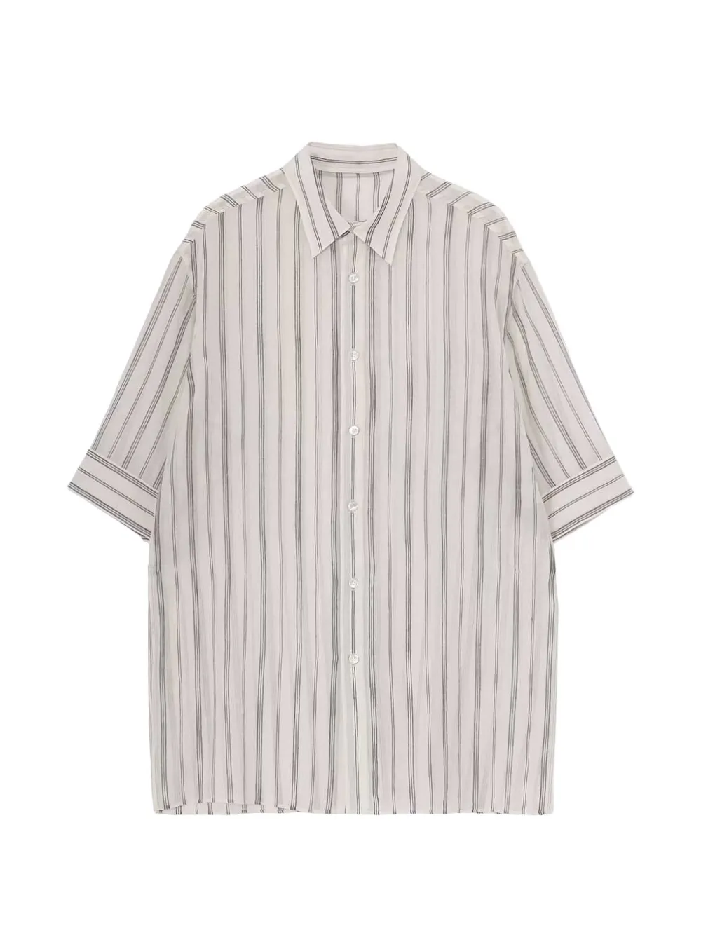 Yohji Yamamoto striped short-sleeve shirt - White
