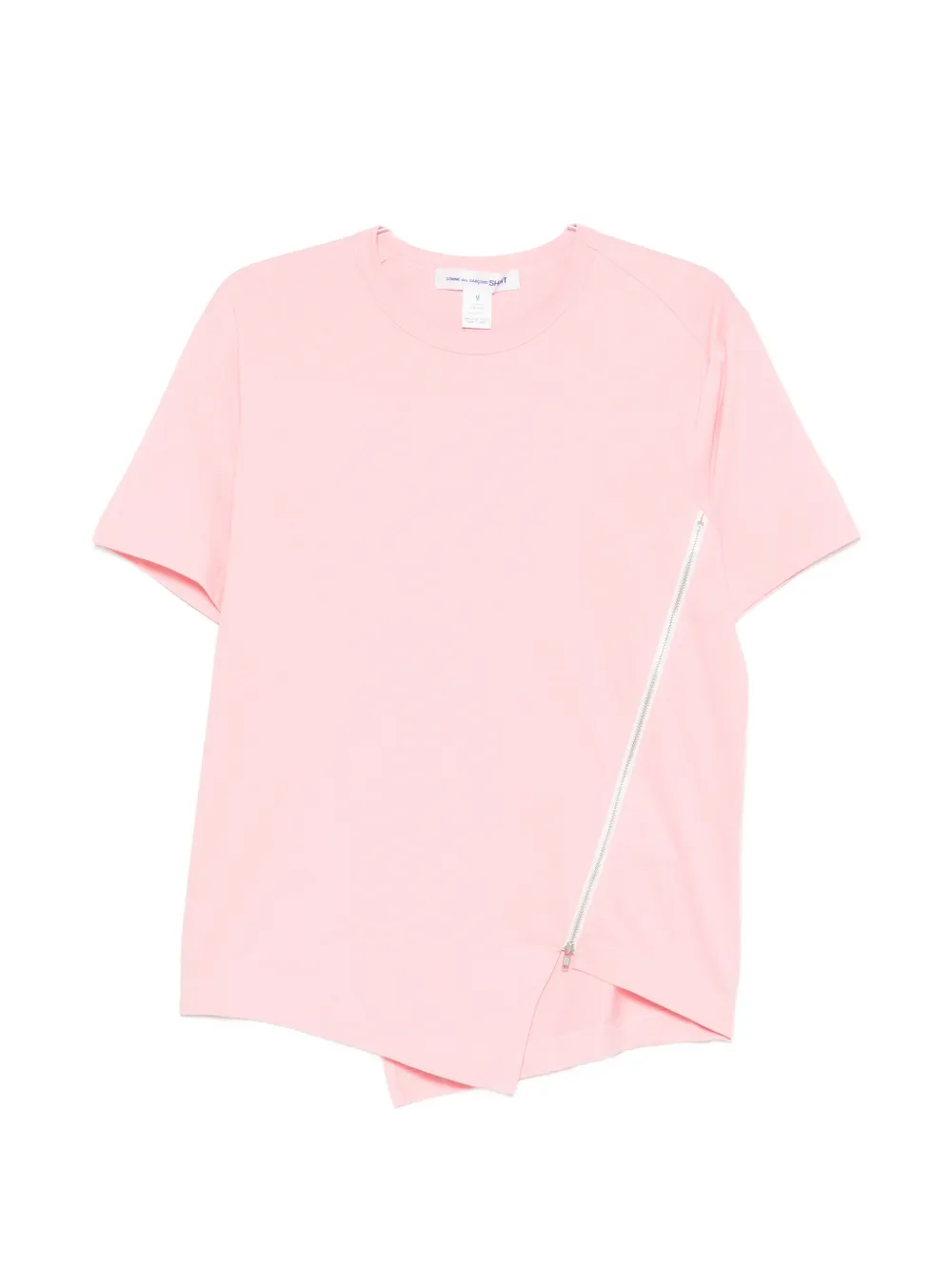 Comme Des Garçons Shirt asymmetric zip-detail T-shirt - Rosa