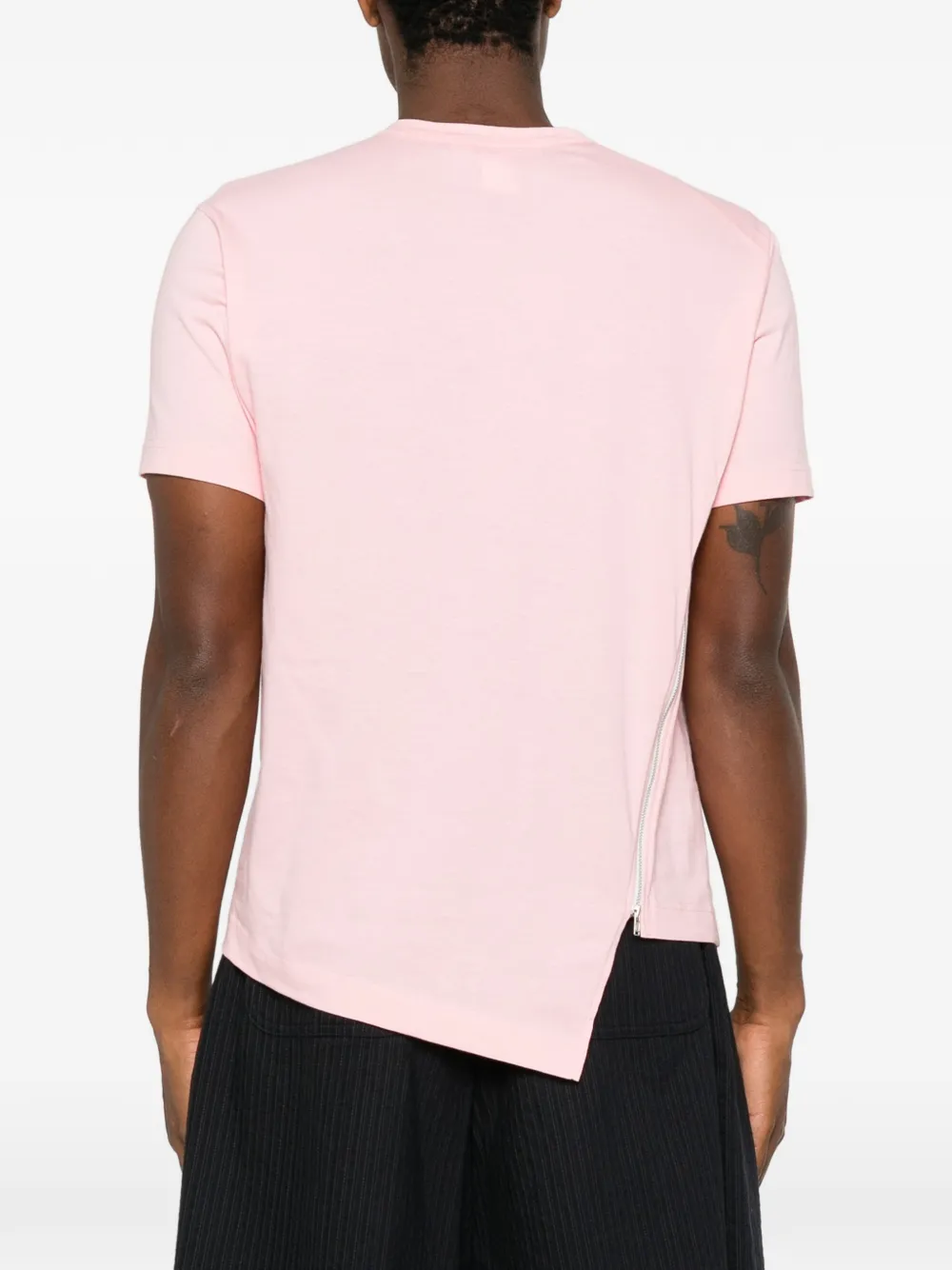 Comme Des Garçons Shirt Asymmetrisch T-shirt met rits-detail Roze