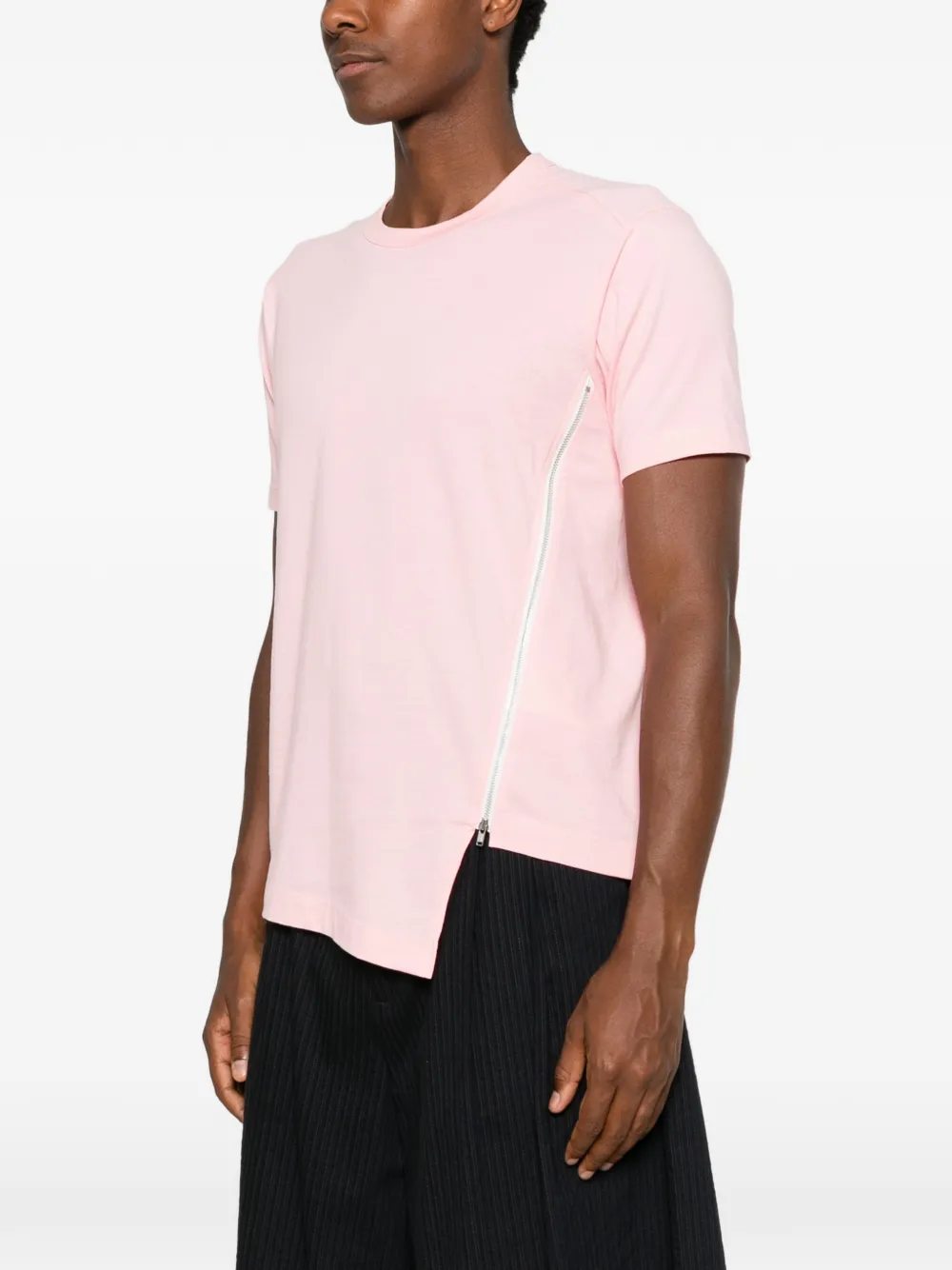 Comme Des Garçons Shirt Asymmetrisch T-shirt met rits-detail Roze
