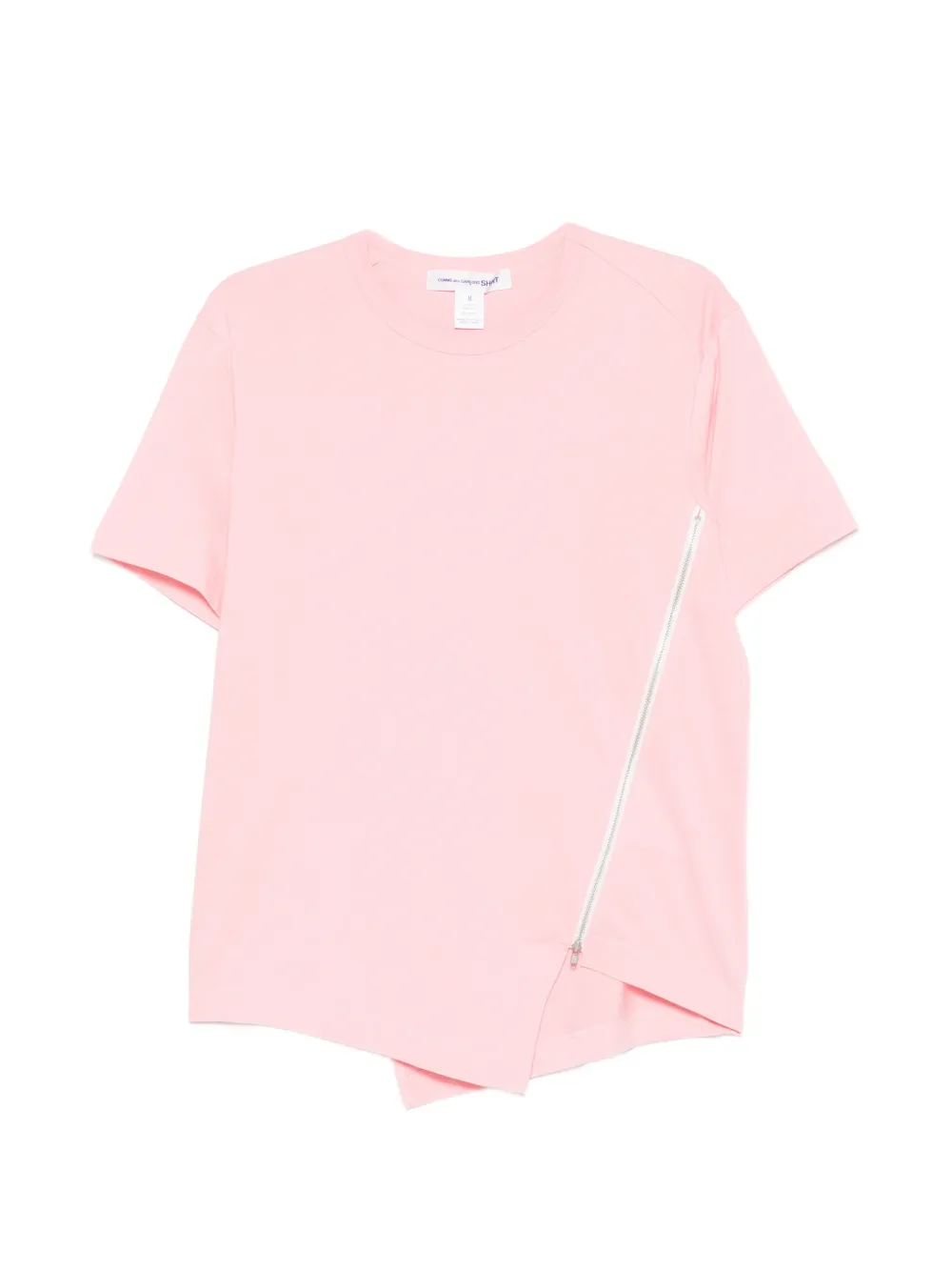 Comme Des Garçons Shirt asymmetric zip-detail T-shirt - Rosa