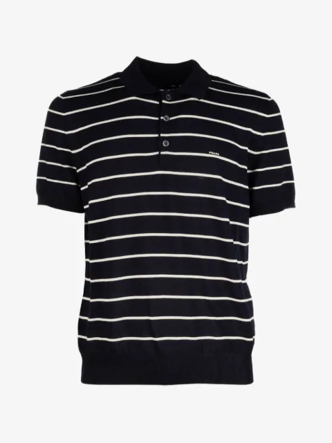 Prada short-sleeved striped cotton polo shirt