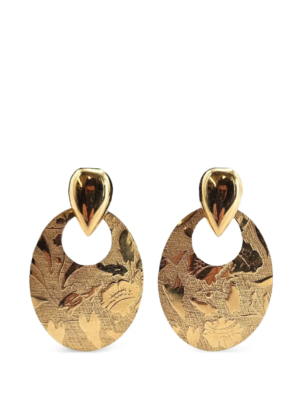 Madison embossed floral-engraved earrings - Gold