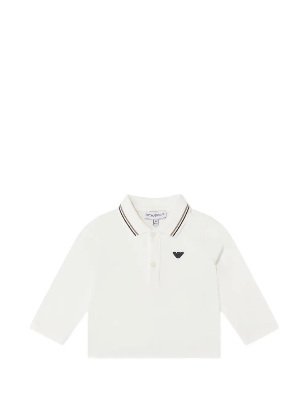 Emporio Armani Kids Polo a maniche lunghe con applicazione logo - Bianco
