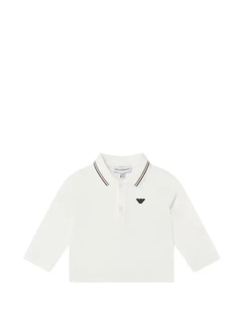Emporio Armani Kids logo-patch long-sleeve polo shirt