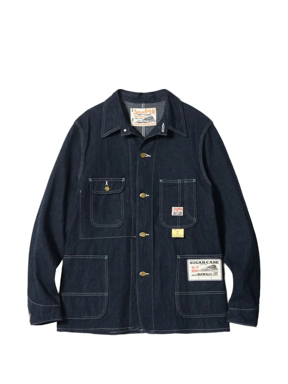 Sugar Cane Jeans contrast-stitch patch-pocket button-down denim jacket - Blu