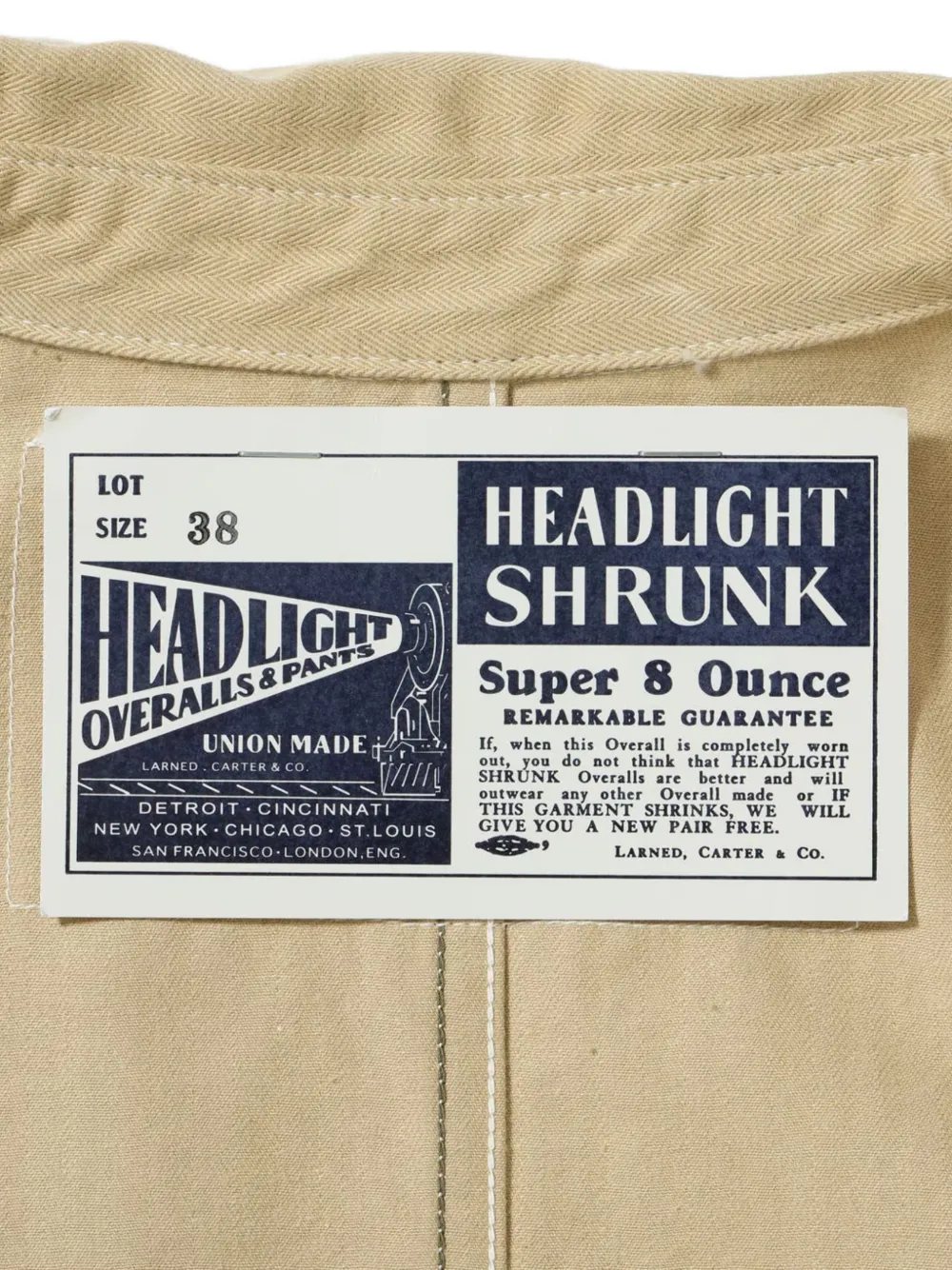 Sugar Cane Jeans Katoenen shirtjack met visgraat patroon Beige