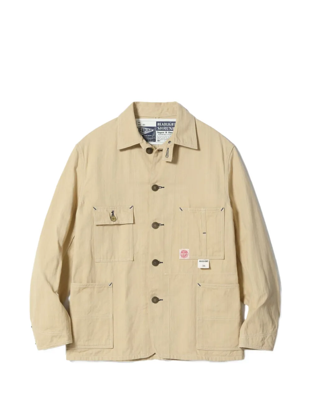 Sugar Cane Jeans Headlight herringbone-weave cotton overshirt - Nude