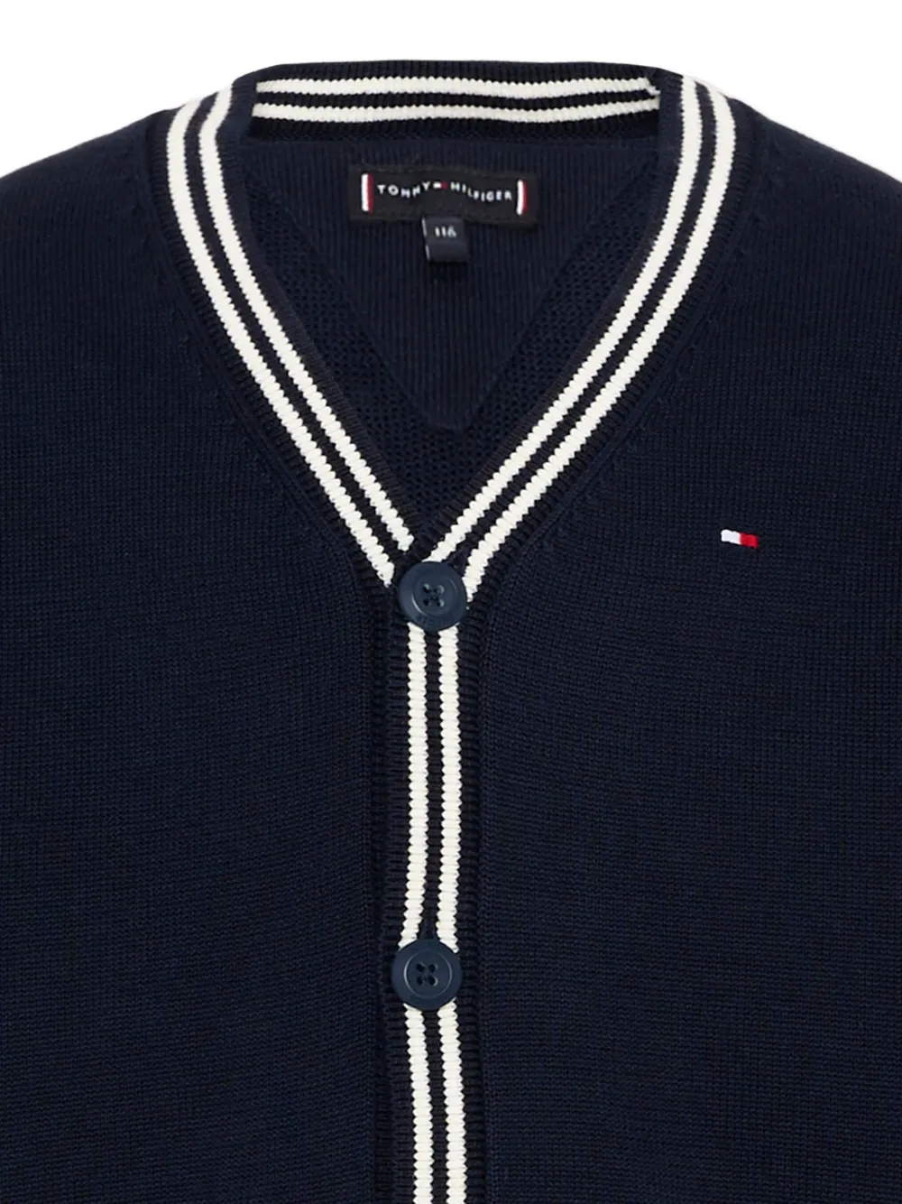 Tommy Hilfiger Junior Vest met geborduurd logo en gestreepte afwerking Blauw
