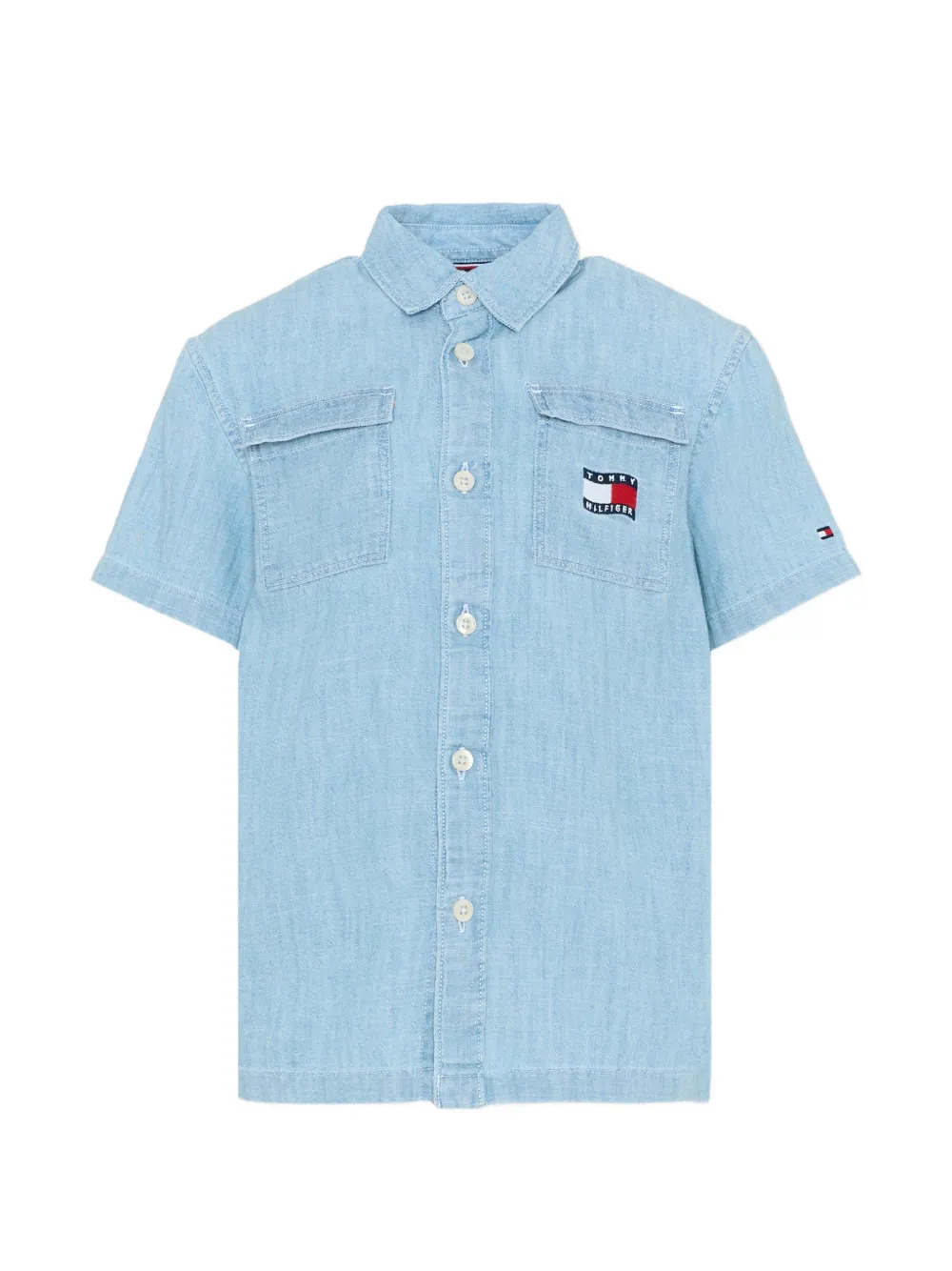 Tommy Hilfiger Junior short-sleeve chest-pockets shirt - Blue