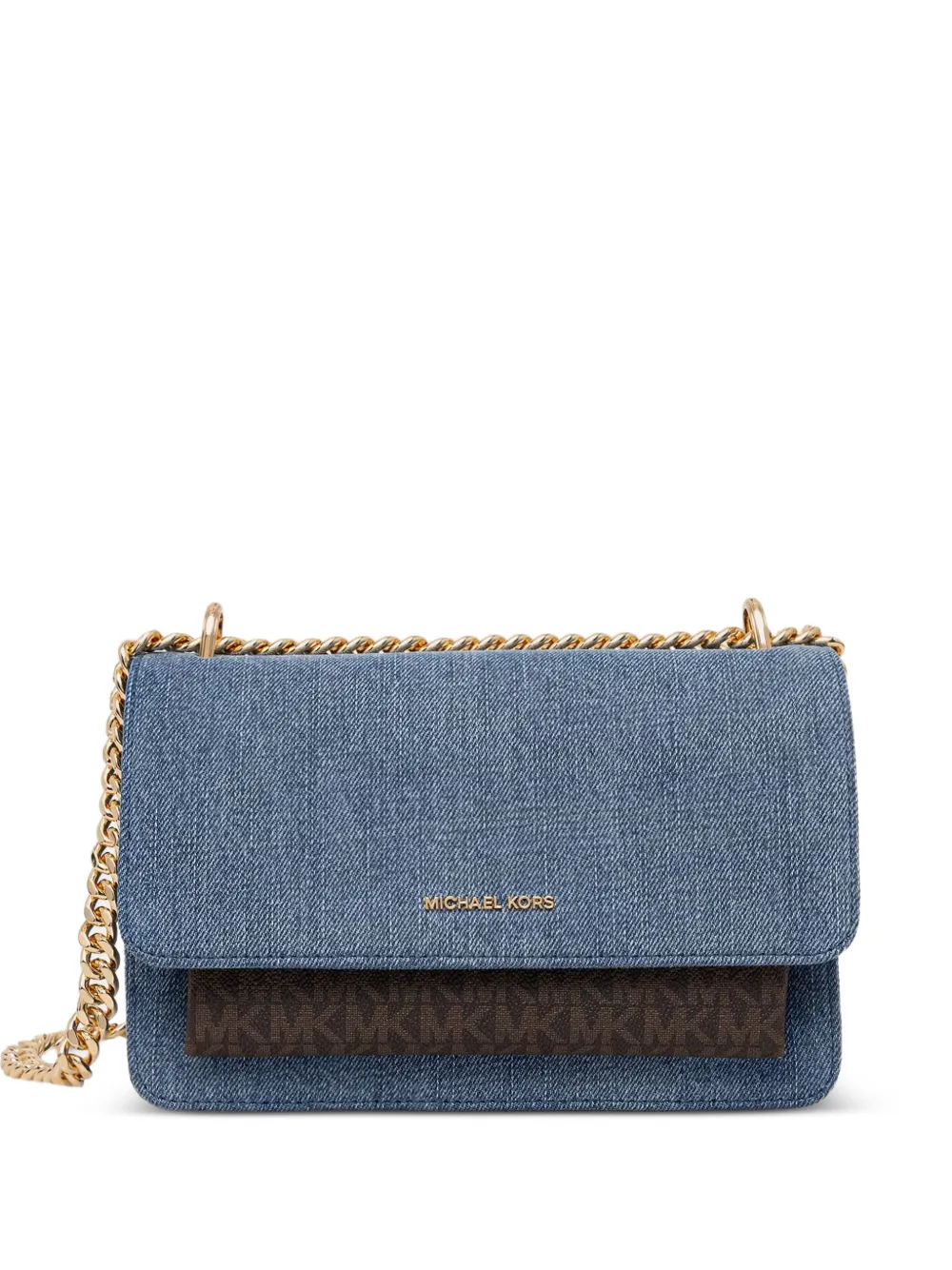 Michael Michael Kors logo-pattern denim shoulder bag - Blu