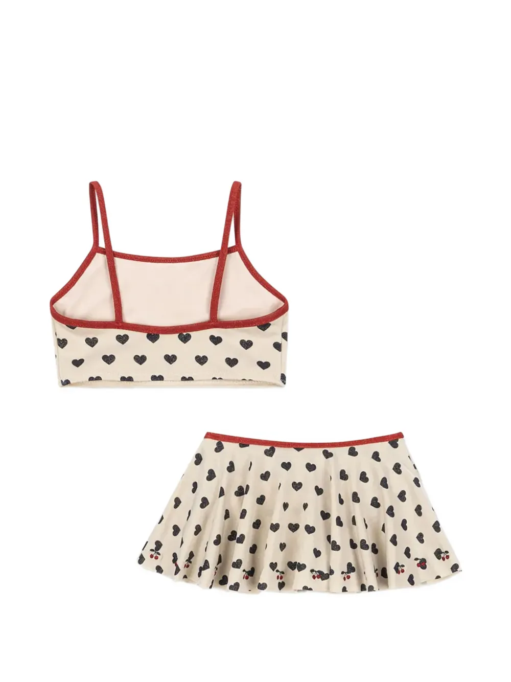 Konges Sløjd Manon bikini met hart-print en ruches Beige