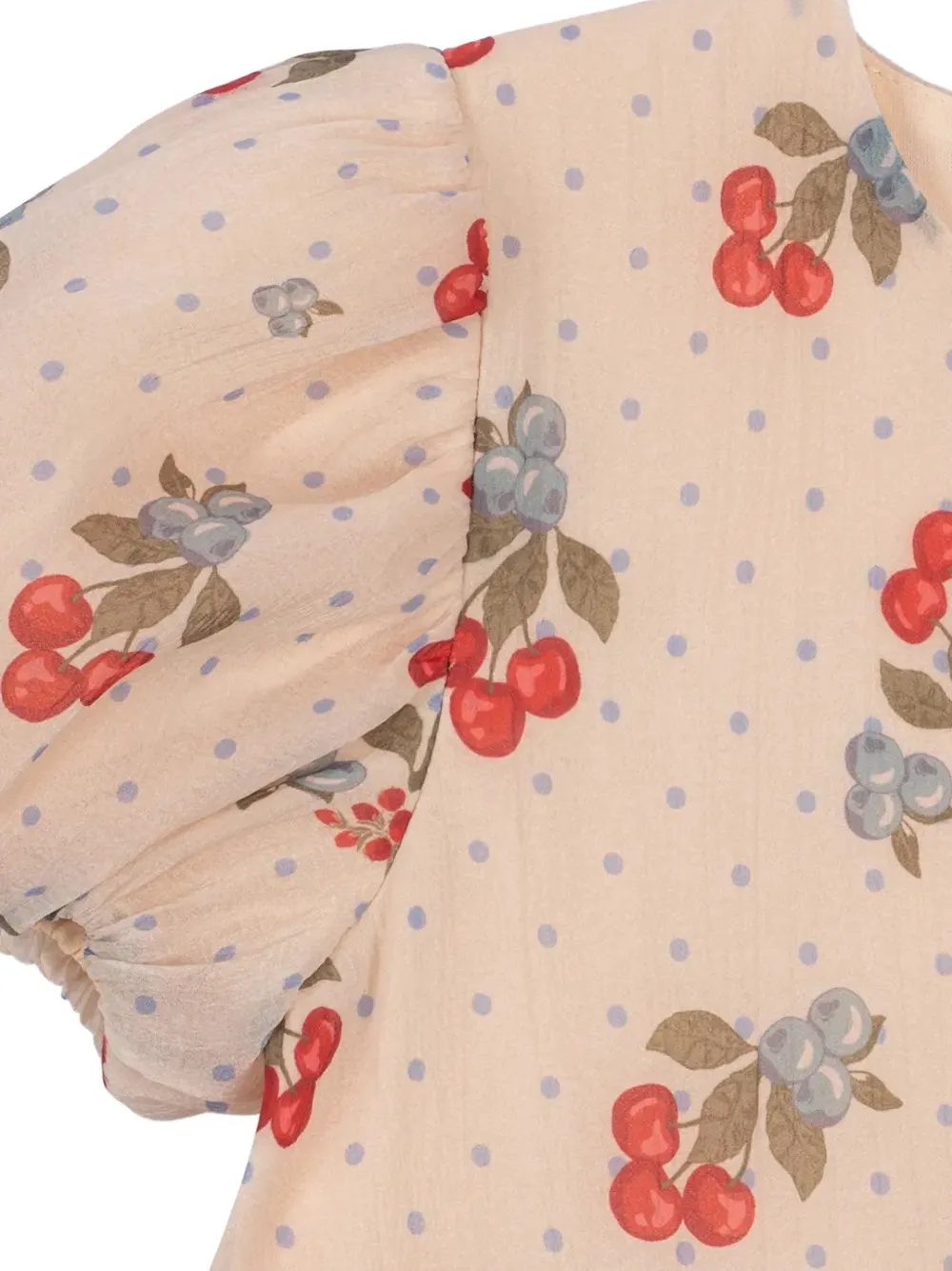 Konges Sløjd Zia cherry-print short-sleeve dress Roze