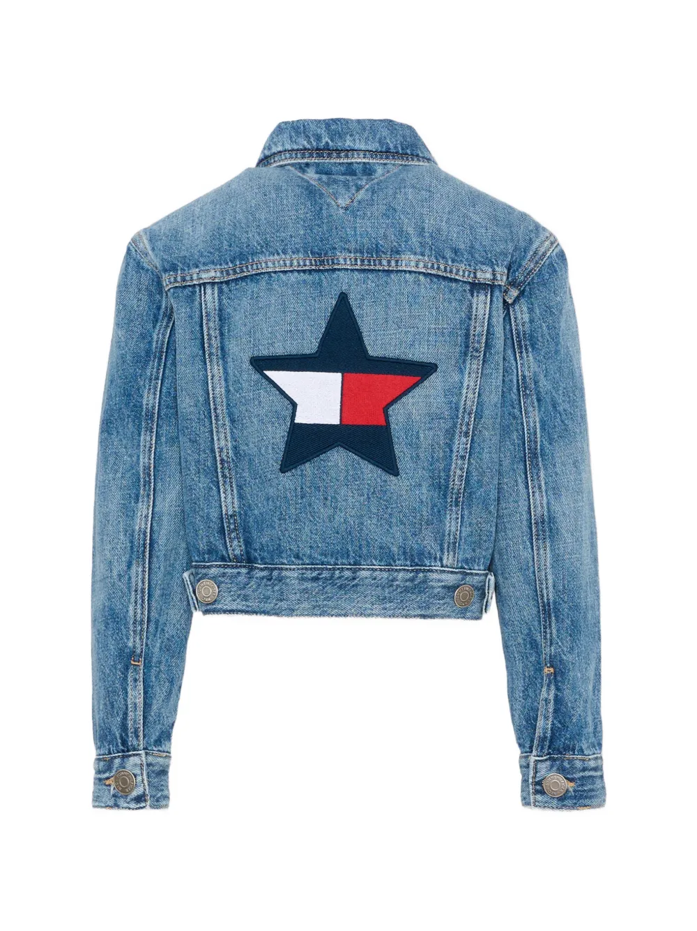Tommy Hilfiger Junior Denim jack met sterpatch Blauw