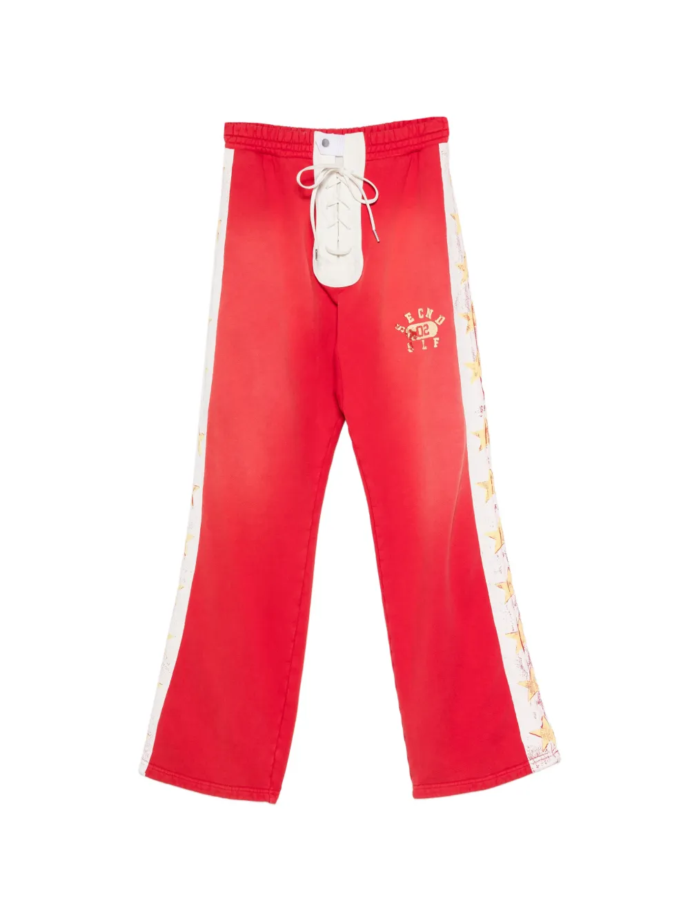 SECND SLF lace-up star-print cotton track pants - Rot