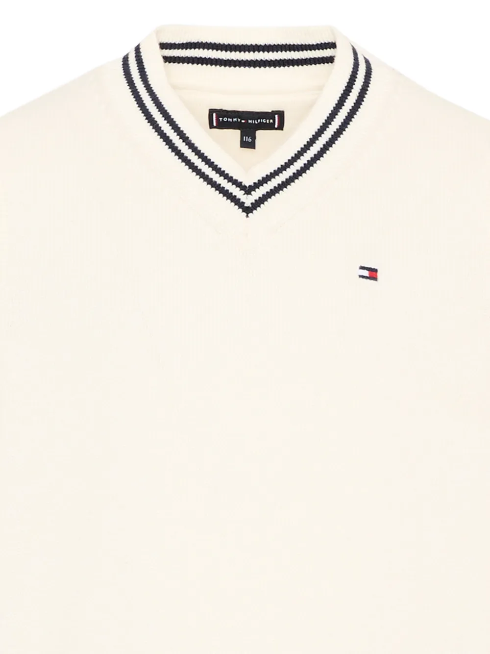 Tommy Hilfiger Junior Spencer met gestreepte afwerking en V-hals Beige