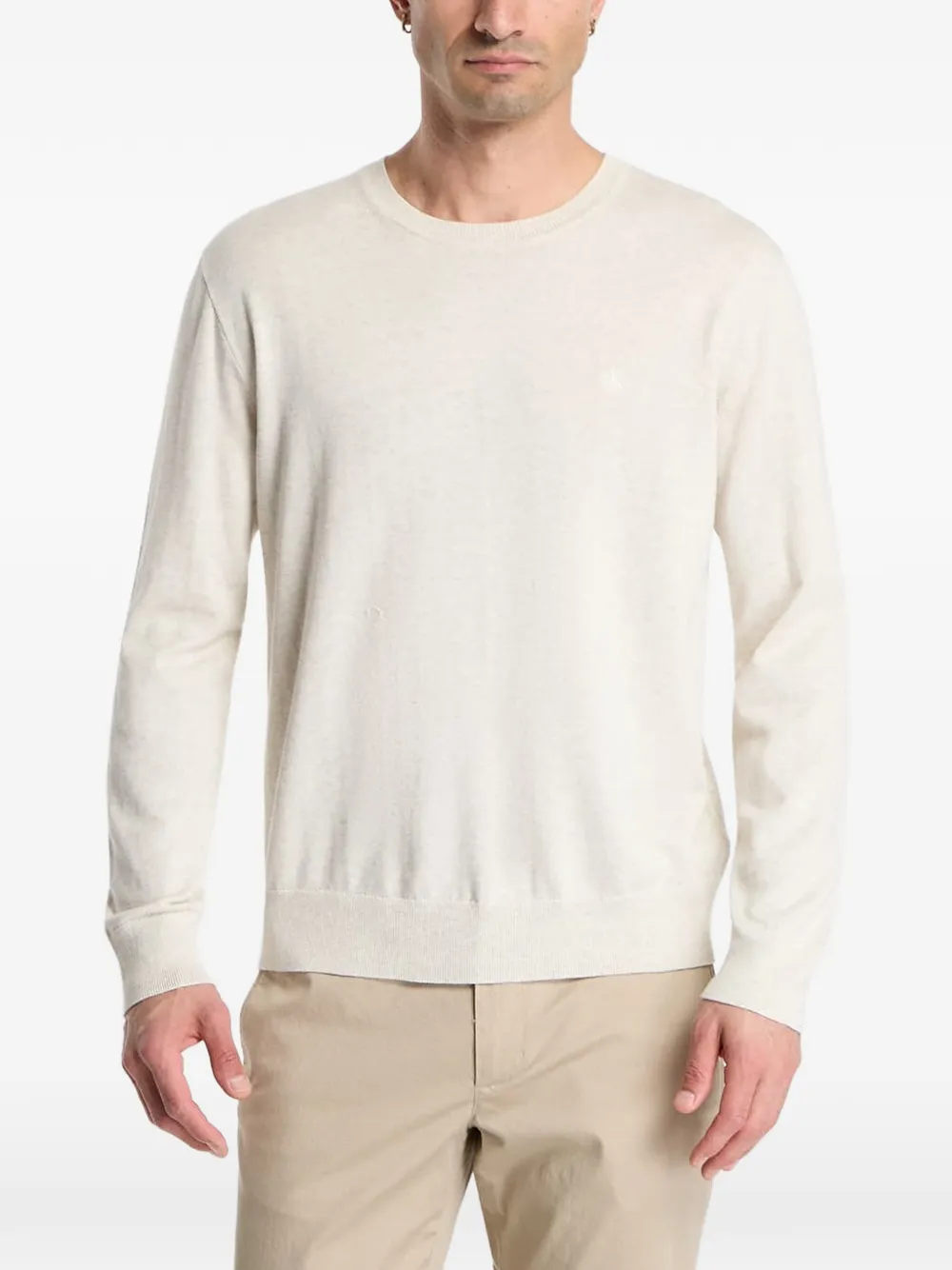 Calvin Klein logo-embroidered crew-neck sweater - Nude