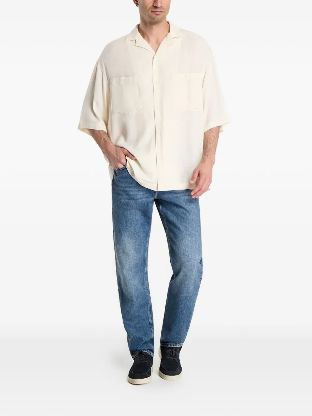 Urban Classics Overhemd met zak detail en campkraag Beige