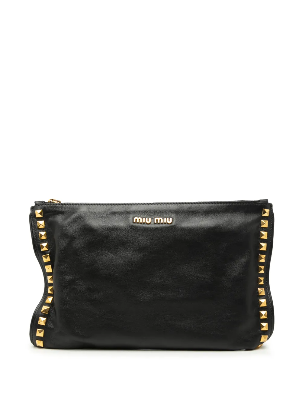 Miu Miu Pre-Owned 2010-2026 Studded Leather Zip clutch bag - Nero
