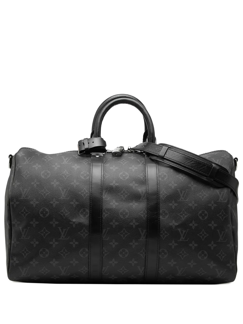 Louis Vuitton Pre-Owned 2018 Monogram Eclipse Keepall Bandouliere 45 travel bag - Nero