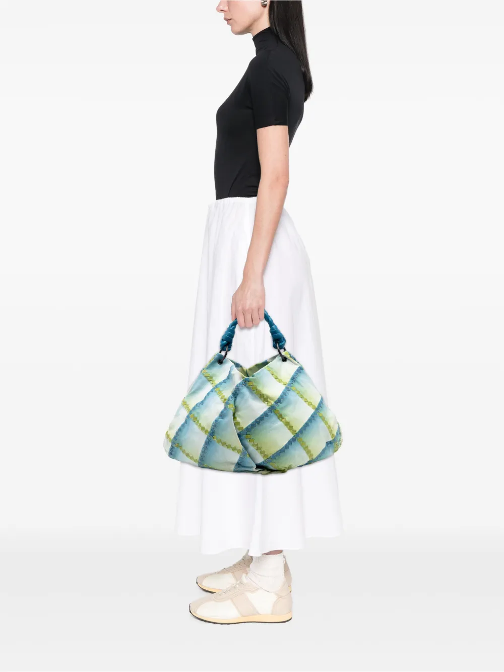  Bottega Veneta Pre-owned Sac Porté épaule Aquilone Fortune Cookie En Cuir Nappa Intrecciato (2010) - Bleu 