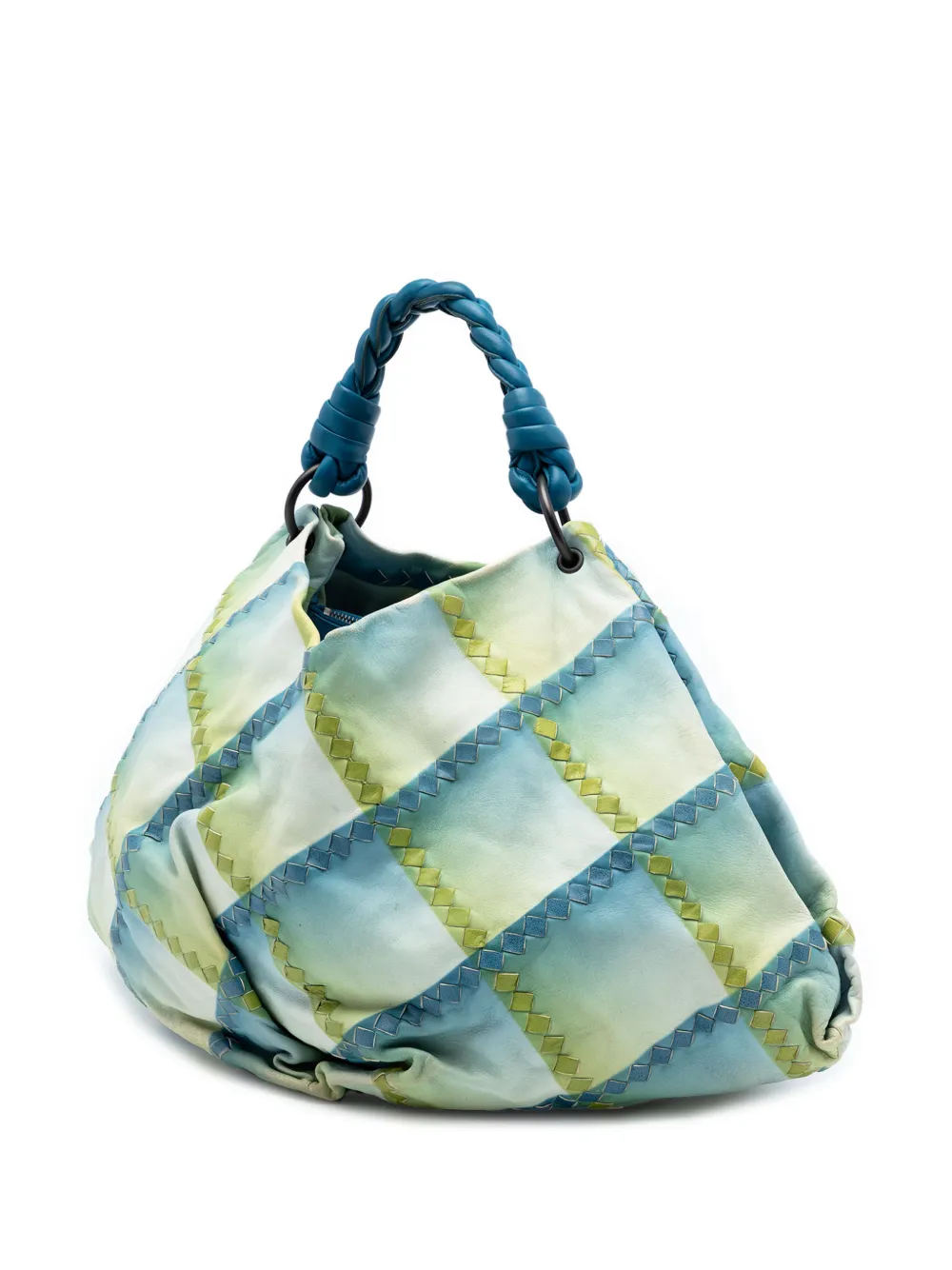  Bottega Veneta Pre-owned Sac Porté épaule Aquilone Fortune Cookie En Cuir Nappa Intrecciato (2010) - Bleu 