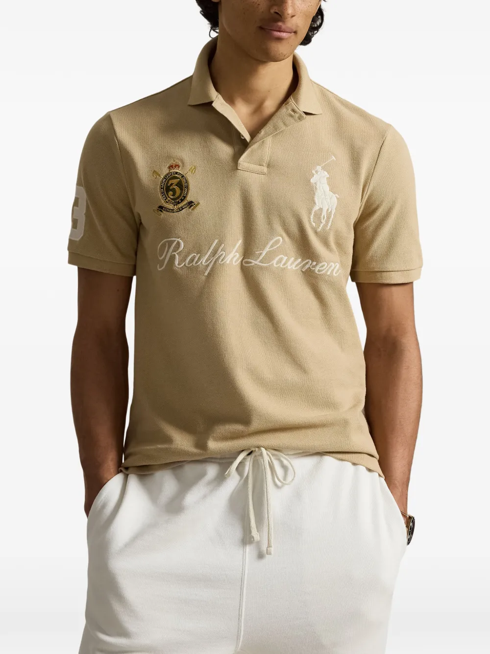 Polo Ralph Lauren Big Pony poloshirt met borduurwerk Beige