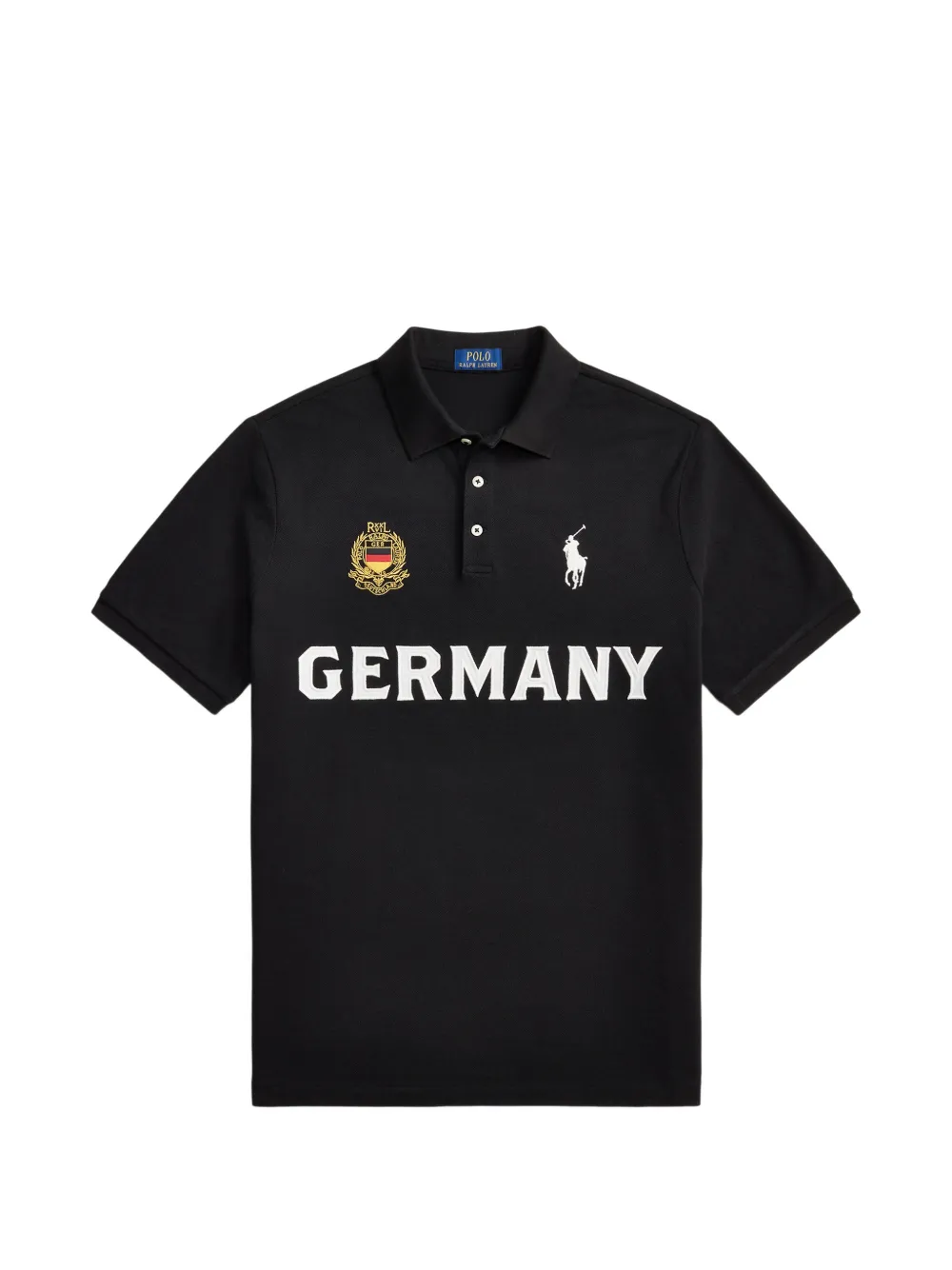Polo Ralph Lauren Germany logo-embroidered piqué polo shirt - Nero