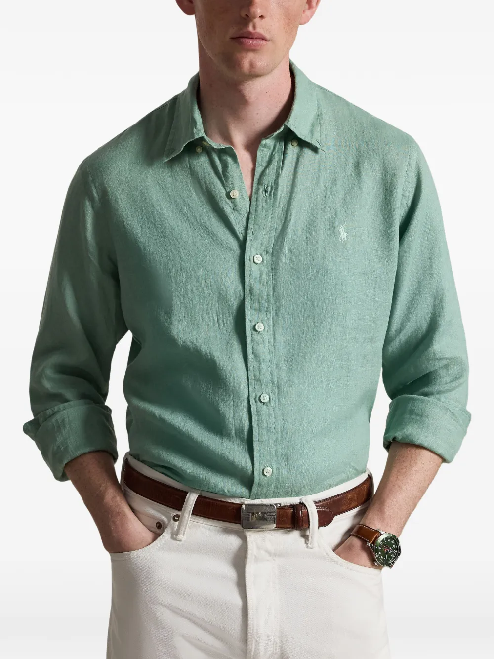 Polo Ralph Lauren Overhemd met geborduurd logo Groen