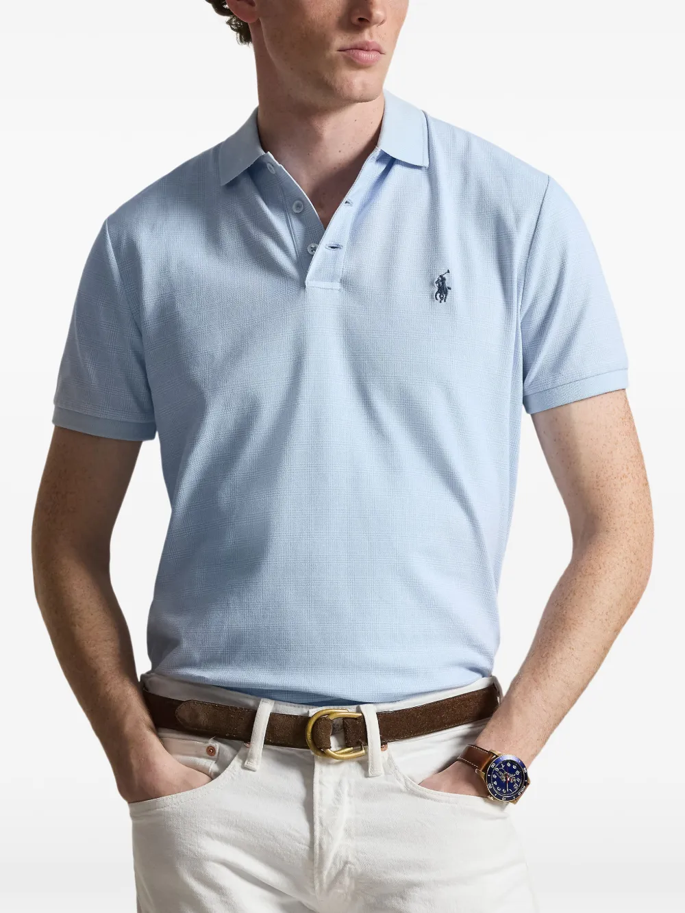 Polo Ralph Lauren Glen geruit poloshirt met geborduurd logo Blauw