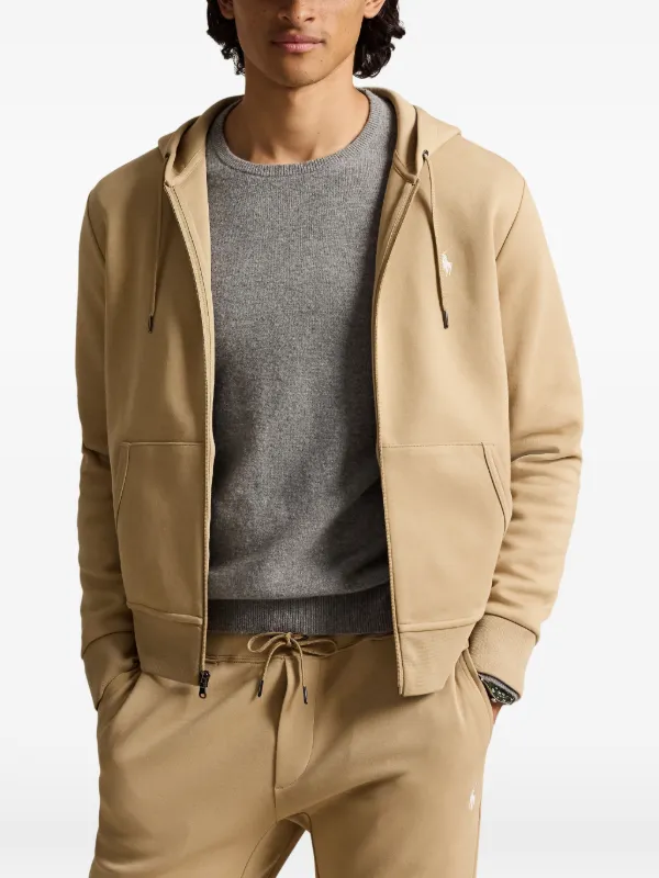 Polo Ralph Lauren logo-embroidered zip-up Hoodie | Neutrals | FARFETCH