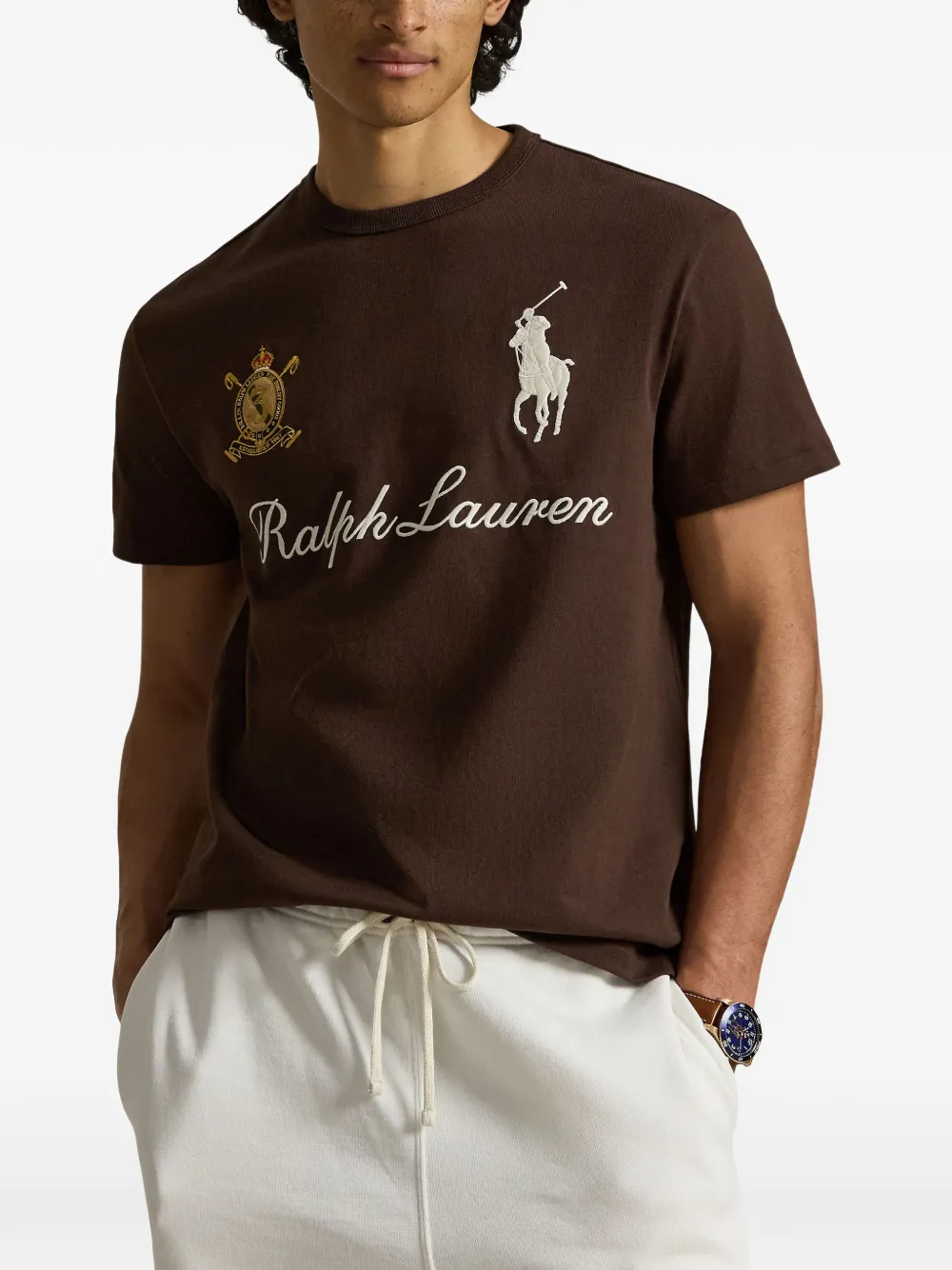 Polo Ralph Lauren Big Pony T-shirt met geborduurd logo Bruin