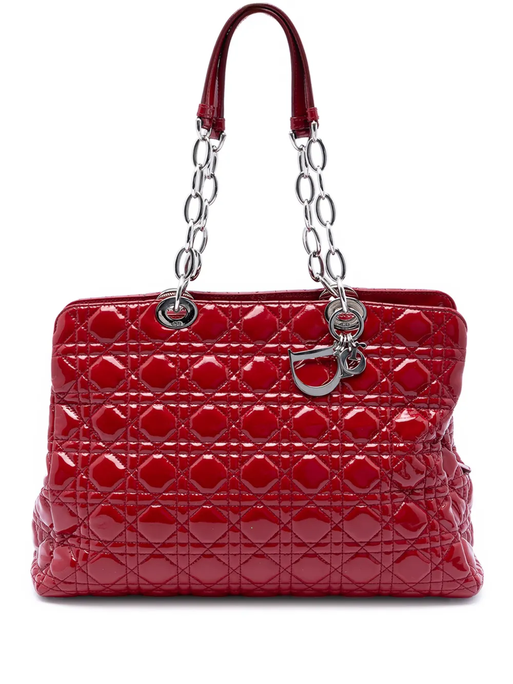 Christian Dior Pre-Owned 2014 Large Patent Cannage Lady Dior Soft Shopping tote bag - Rosso