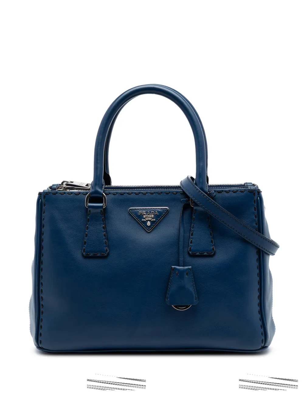 Prada Pre-Owned 2010-2026 Small City Calf Hand Stitched Galleria Double Zip satchel - Blu