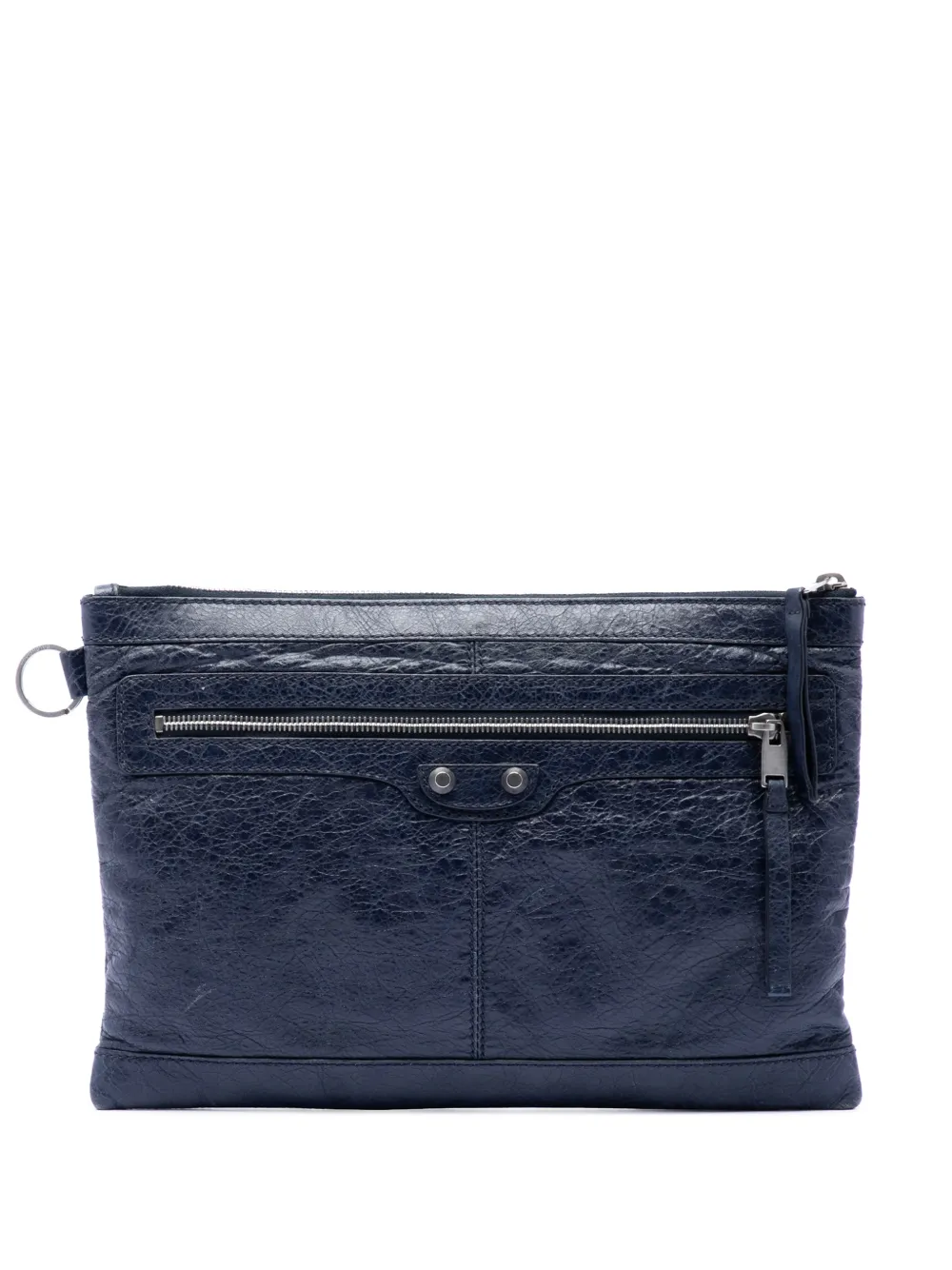 Pre-owned Balenciaga 2014 Lambskin Motocross Classic Clip M Clutch Bag In Blue
