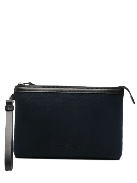 TOM FORD logo-embossed wrist-strap clutch bag