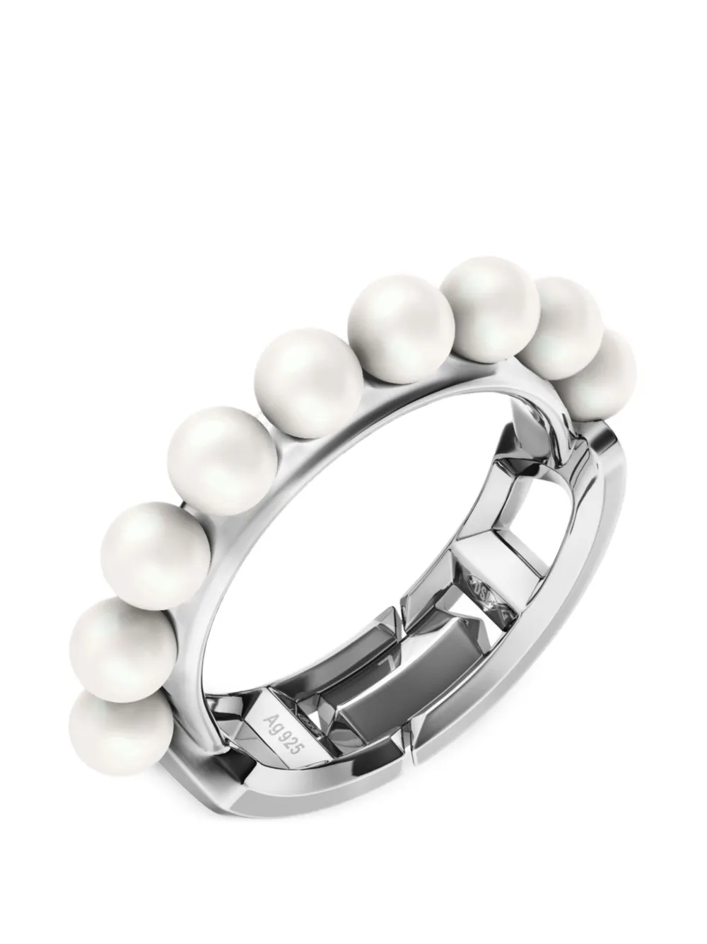 Diesel pearl-embellished band ring - Argento