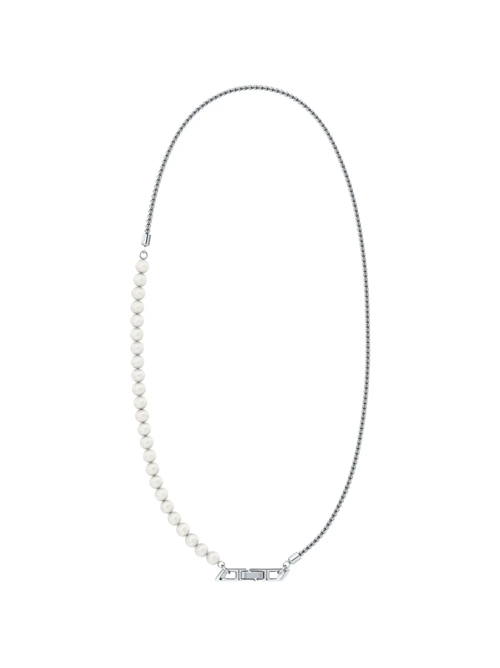 Diesel pearl-embellished sterling silver necklace - Argento
