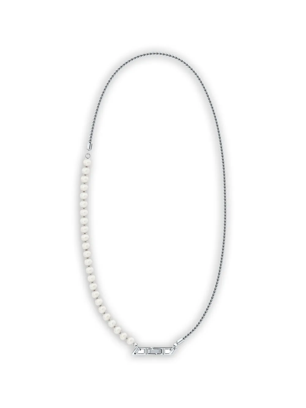 Diesel pearl-embellished sterling silver necklace - Silber
