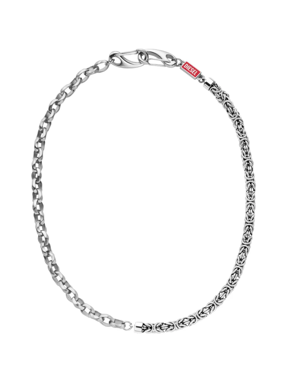 Diesel multi-link logo-tag necklace - Silber