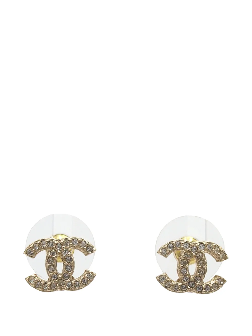CHANEL Pre-Owned 2016 CC Brass Strass Push Back Earrings costume earrings - Oro